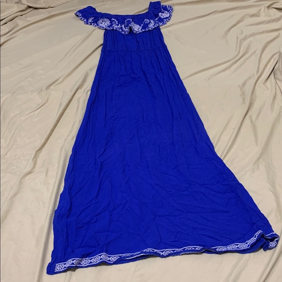 Flying Tomato Blue Maxi Dress with White Embroidery - Picture 4 of 6